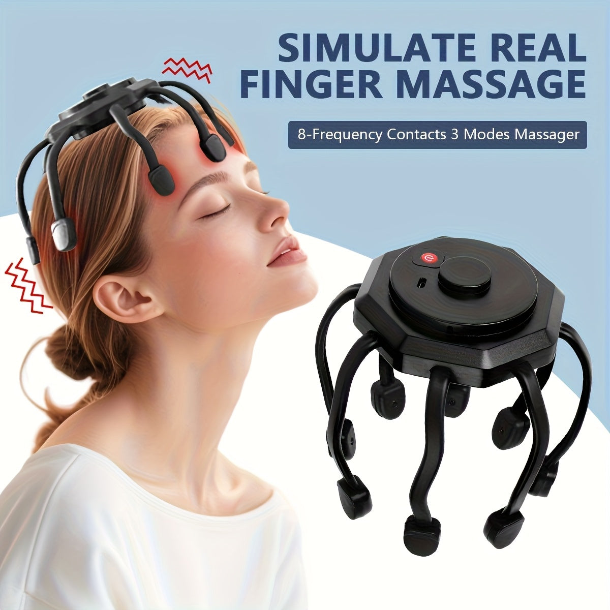 8-Finger Scalp Massager - Portable, USB Rechargeable Electric Head Massager with 3 Modes for Deep Relaxation And Relax, Relax Device | Modern Headgear | Rechargeable Battery, Scalp Massage SS69 18.69 1pc