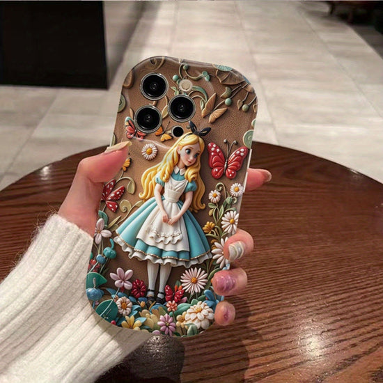 One Piece of a Disney Cartoon-Themed Case Featuring a Sculpted Figure from Alice in Wonderland, Ideal for Apple for iphone Models 16, 15, 14, 13, 12, 11 Pro Max, And XS. an Excellent Gift with a Cartoon Design, Flat 2D Style, SS69