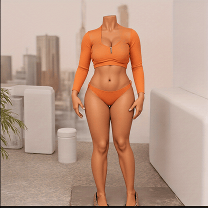 60.24-Inch Life Size Female Sex Doll - Soft Jelly Chest And Hips, TPE Material, Ultimate Pleasure Experience, No Need for Batteries, Orange Long Sleeved Top And Thong Design, Realistic Body Shape, Suitable for Adults to Play SS69