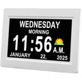 Large Digital Clock Designed for Seniors with Dementia, Featuring a Calendar Display, Alarms, And Functions As a Wall Clock Showing Day And Date. It Also Serves As an Alarm Clock, Desk Clock, Electronic Photo Frame, And Suppo