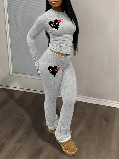 Fashionable Y2K Style Heart Print Set SS69