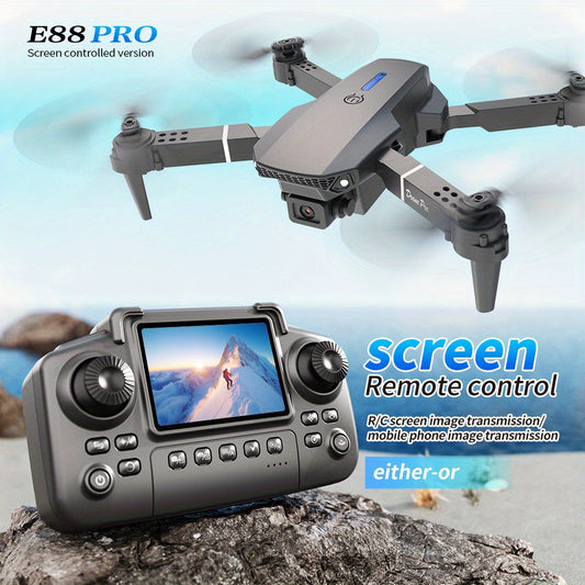 E88 Pro Version 2025 HD Dual Camera Drone with Screen Control - No Cellphone Required, One-Key Takeoff, Wi-Fi App Control, USB Charging, Durable & Reliable, Ideal for Beginners, Perfect Gift for Outdoor Camping and Vloggin SS69