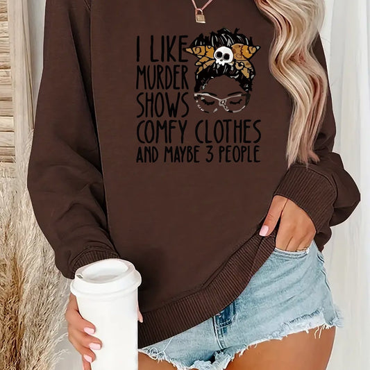 Women's Funny Murder Show Graphic Sweatshirt - Crime Drama TV Fan Apparel - Soft Polyester Pullover Sweater - Long Sleeve Round Neck Casual Sweater for Fall/Winter - Funny TV Show Outfit Gift for s & Women - Machine Washable SS69 20.69 Coffee color / XXL