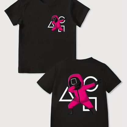 "Squid Dance" 2D Print Trendy And Unique Boys' T-Shirt, Casual Short-Sleeve Lucky And Comfortable Summer Outdoor Top. SS69 11.69 Black / 13-14Y