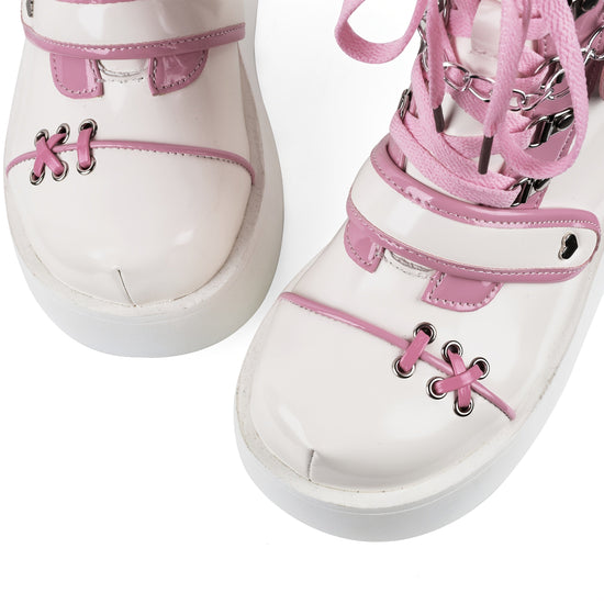 [Goth Rave High Heel Boots] Goth Rave High Heel Round Toe Zipper Wedges Mid Calf Booties - Platform Ankle Boots For Women - Kawaii Shoes SS69