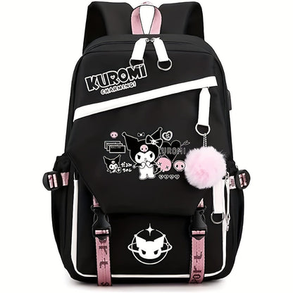 [Large Cute Cartoon Laptop Backpack] Sanrio Kuromi Backpack Cartoon Laptop Backpack Cute Large Travel Bag Casual Backpacks SS69 41.69 Black A