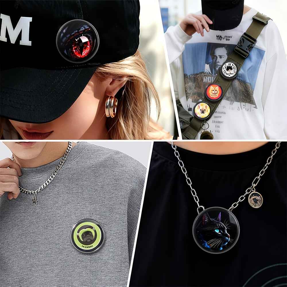 Creative Touch Screen Electronic Badges, Wearable Decorative Electronic Pins, Outdoor Decorative Badges, Content for Friend Search And Sharing, Matching Companions for Outdoor Socializing