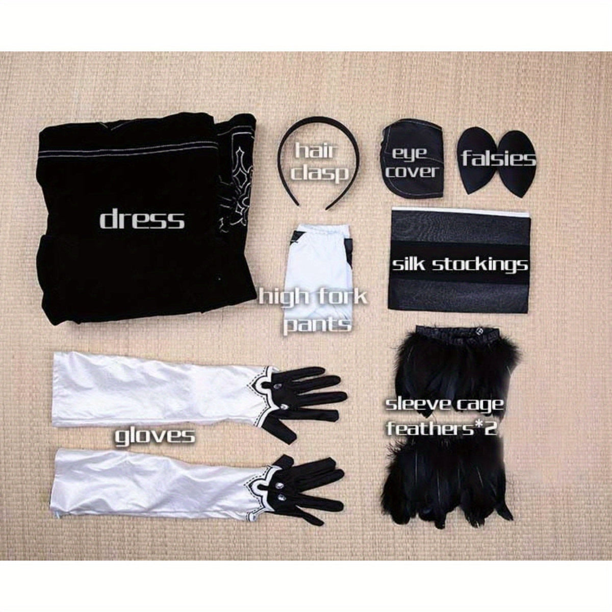 8pcs Black Gothic Sexy Halloween Outfits for Women polyester Size S-XXL for Halloween Easter Thanksgiving Christmas SS69