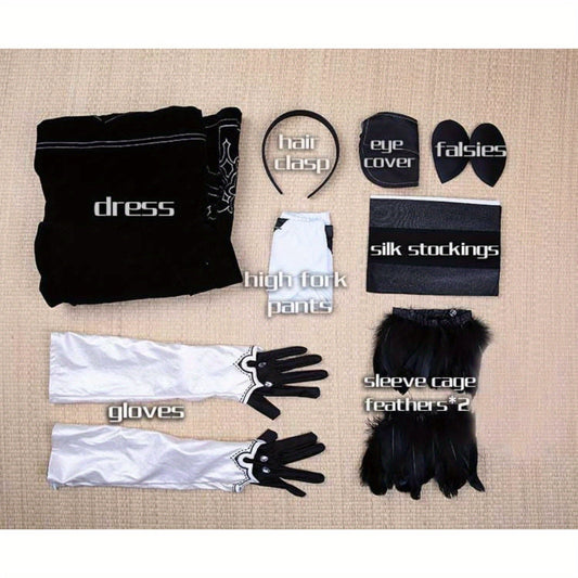 8pcs Black Gothic Sexy Halloween Outfits for Women polyester Size S-XXL for Halloween Easter Thanksgiving Christmas SS69