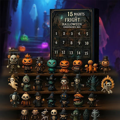 31 Nights of Fright Halloween Countdown Box with Figurines - Spooky Resin Advent Calendar, 2025 Gift Box with Hanging Charms & Mini Decorations, No Electricity Needed, Perfect for Halloween Party Favors, Halloween Decorations SS69 14.69 15 Days