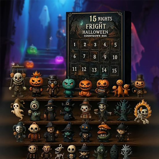 31 Nights of Fright Halloween Countdown Box with Figurines - Spooky Resin Advent Calendar, 2025 Gift Box with Hanging Charms & Mini Decorations, No Electricity Needed, Perfect for Halloween Party Favors, Halloween Decorations SS69 14.69 15 Days