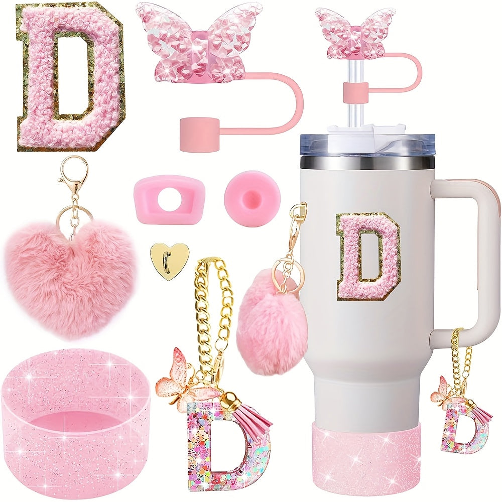 8pcs Cup Accessories for Cup 30oz 40oz Includes Butterfly Straw Cover Cap Silicone Boot Alphabet Handle Charm Initials Sticker 2pcs Spill Proof Stopper Heart Hook Love Plush Ball, Best for Christmas, Perfect for Thanksgiving SS69 15.69 D
