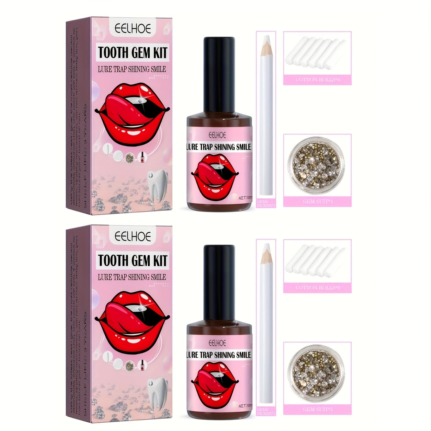 Crystal Tooth Diamond Kit with Glue And Curing Light - Easy to Install And Remove, Shiny Hip Hop Style Tooth Jewelry Stickers, A Choice Of Stones In A Variety Of Shapes, Perfect for Parties And Music Festivals - SS69