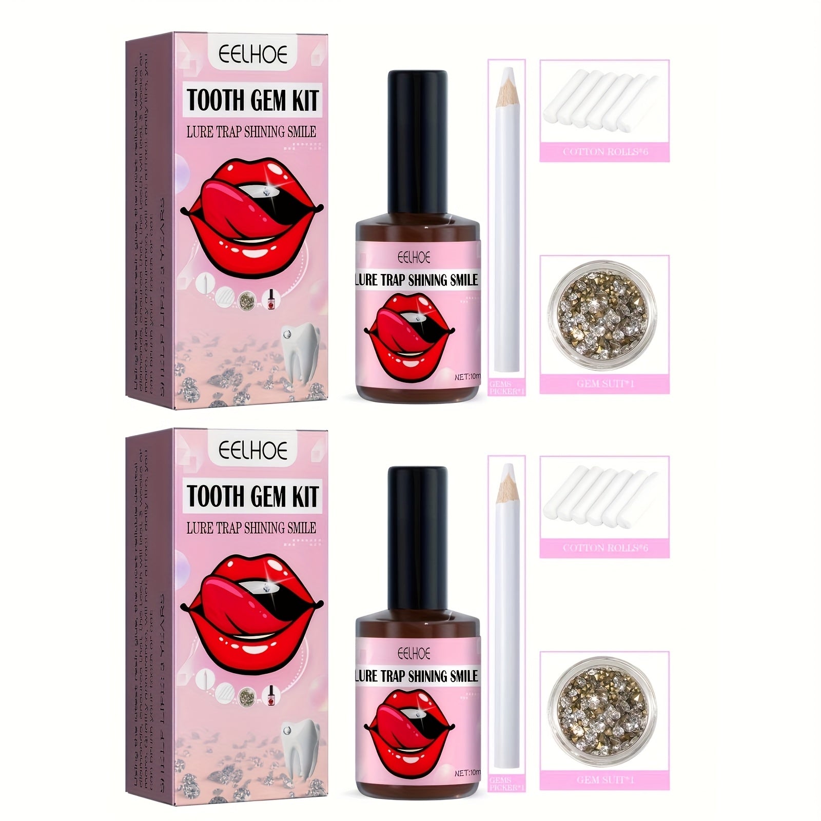 Crystal Tooth Diamond Kit with Glue And Curing Light - Easy to Install And Remove, Shiny Hip Hop Style Tooth Jewelry Stickers, A Choice Of Stones In A Variety Of Shapes, Perfect for Parties And Music Festivals - SS69