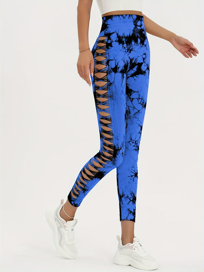 Seamless Lady Tie-Dye Yoga Pants, Side Hollow Butt Lift Workout Fitness Tights, Jogging Sports Leggings, Gym Clothing - SS69