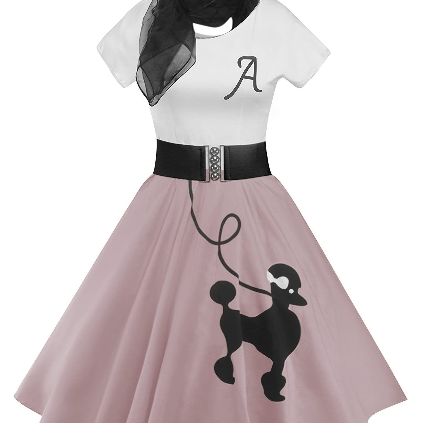 [Retro Skater Dress] Retro Poodle Print Women's Skater Dress | Vintage High Waist Rockabilly Swing Tee Cute Dresses SS69 26.69 Lavender / XXL