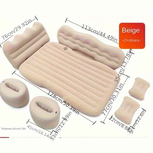 High-Value Comfortable Inflatable Car Bed, Car Accessories, Soft And Skin-Friendly Flocking Folding Design, Suitable for Camping Beach Trips, Outdoor Picnics, Road Trips, Pool Air Beds, Party Air Beds
