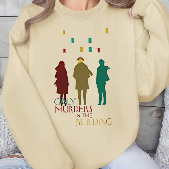 Women'S Sweater - TV Show Inspired Murder in the Building Graphic Pullover, Lightweight Crewneck Sweater for Fans, Birthday/Graduation Gift, Everyday & Special Occasion Outfit - Soft Women'S Sweater, Holiday Clothing, Comfort SS69 19.69 Apricot / XL