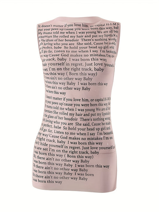 Spring And Summer New Fashion Printed Round-Neck Sleeveless Slim Top T-Shirt SS69