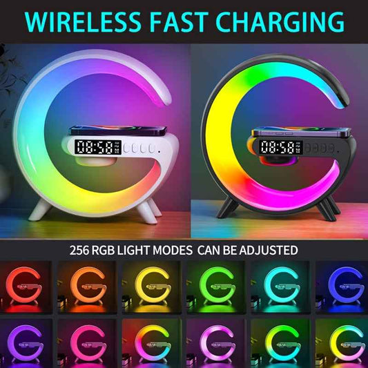 RGB Night Light with 256 Color Changes Fast Wireless Charging Phone Bedside Lamp Ambient Lighting Bluetooth Speaker Alarm Simulation Clock Timer Desktop Decor Smart Home for Samsung for iPhone 17 AirPods Sunrise Simulation Fu