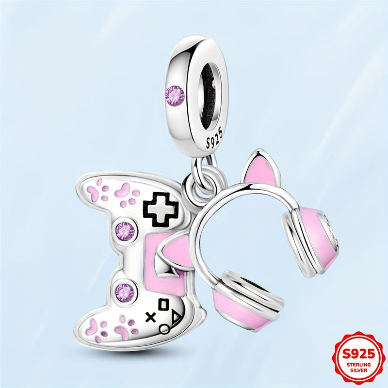 1pc, 925 Silver Plated Gaming Girl Pendant, Classic Cute Style, Synthetic Zirconia, December Birthstone, Ideal for Bracelet & Necklace, Luxury DIY Jewelry Gift, 3.2g, All-Season Party Accessory SS69 9.69 A543