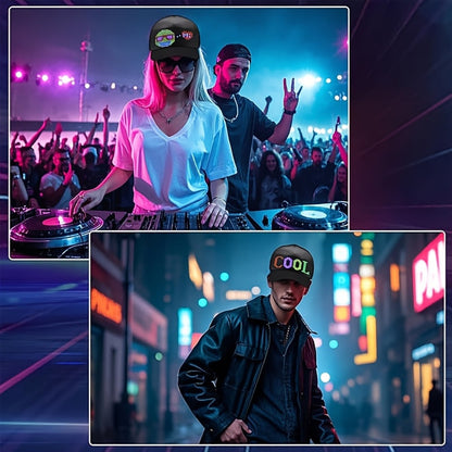 1 Programmable LED Display Hat, DIY Text Scrolling Information, APP Control, Multiple Patterns And Animations, Creative Hat, Adjustable Size, Suitable For Both Men And Women, Suitable For Gatherings And Carnivals, Halloween A SS69
