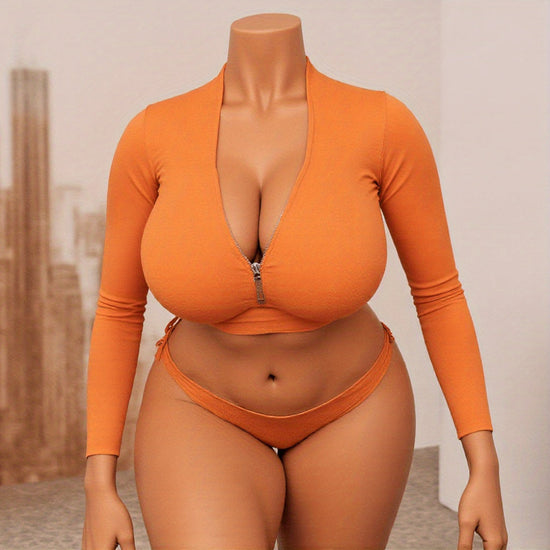 60.24-Inch Life Size Female Sex Doll - Soft Jelly Chest And Hips, TPE Material, Ultimate Pleasure Experience, No Need for Batteries, Orange Long Sleeved Top And Thong Design, Realistic Body Shape, Suitable for Adults to Play SS69