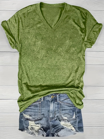 5pcs Women'S Solid Color V-Neck T-Shirts, Casual Short Sleeve Tops for Spring & Summer, Soft & Comfortable, Lightweight Tee Shirts in Pink, Green, Gray, Purple, Blue, Yellow, Casual Summer Wear | Vneck Top | Lightweight Tee SS69