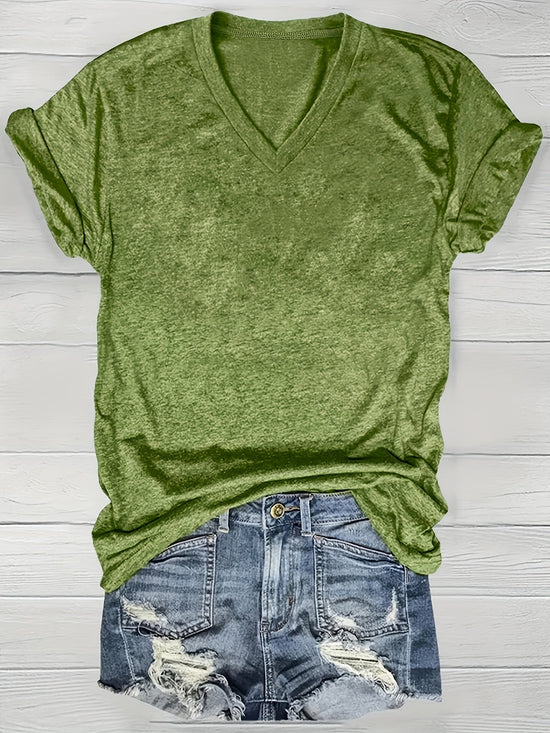 5pcs Women'S Solid Color V-Neck T-Shirts, Casual Short Sleeve Tops for Spring & Summer, Soft & Comfortable, Lightweight Tee Shirts in Pink, Green, Gray, Purple, Blue, Yellow, Casual Summer Wear | Vneck Top | Lightweight Tee SS69