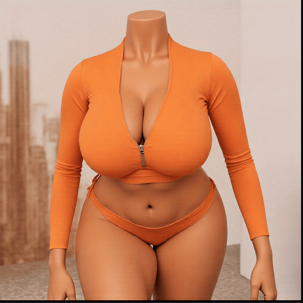 60.24-Inch Life Size Female Sex Doll - Soft Jelly Chest And Hips, TPE Material, Ultimate Pleasure Experience, No Need for Batteries, Orange Long Sleeved Top And Thong Design, Realistic Body Shape, Suitable for Adults to Play SS69