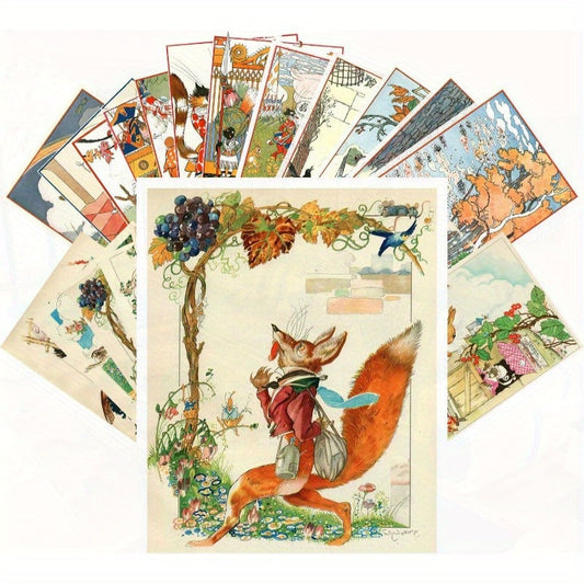 24pcs Felix Vintage Classic Fairy Tale Postcards - Reprint of Retro Illustrations, High-Quality Glossy Cardstock, Envelope-Friendly for Christmas, Weddings, Valentine’s Day, Home & Office Decor, Holiday Stationery, Nostalgi SS69 10.69 Gray