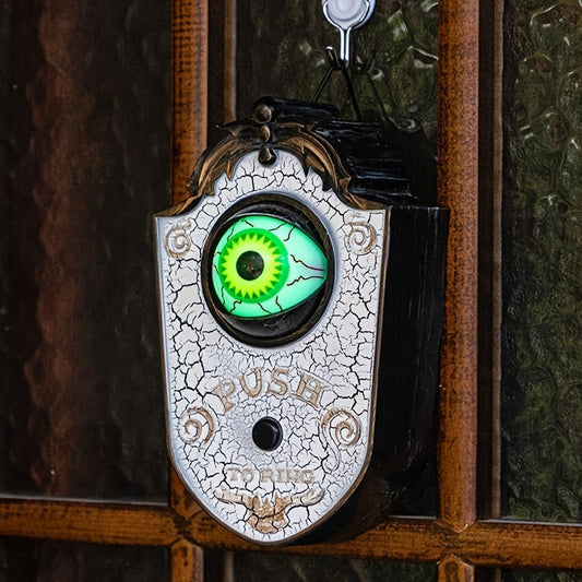 Sinister Haunted Doorbell - Luminous Ghostly Eye, Horror Sound Effects, and Animated Movement - Battery-Operated Halloween Decorative Hanging Prop for Universal, Oktoberfest, and Day of the Dead Celebrations (Requires 3 AAA B SS69