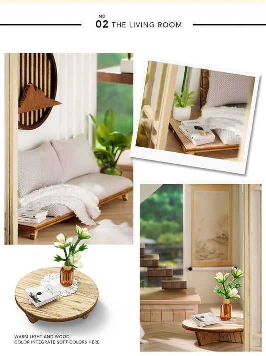 A Miniature Dollhouse Kit Featuring Furniture, a Wooden House Model Complete with a Dust Cover And a Music Box, Designed at a 1:24 Scale, Perfect As an Elegant Gift for Adult Friends Or Lovers on Their Birthday (Glue Not Incl