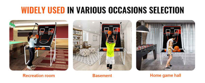 SucceBuy Foldable Basketball Arcade Game 2 Player Indoor Basketball Game Dual Shot Sport w/ 4 Balls 8 Game Modes for Kid Adult