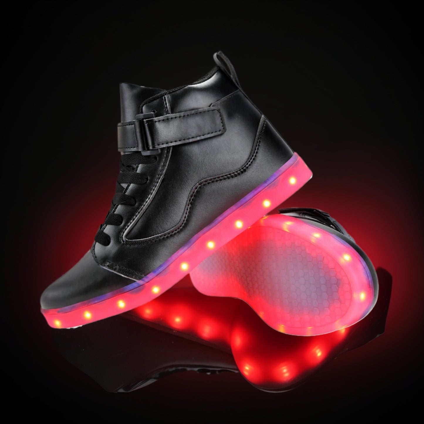 LED Lights Up Dacing Shoes | Lace Up Couples Sneakers, Luminous Flashing Trainers for Dancing, Party Festivals | High Top, Solid Color, Hook-and-Loop Fastener