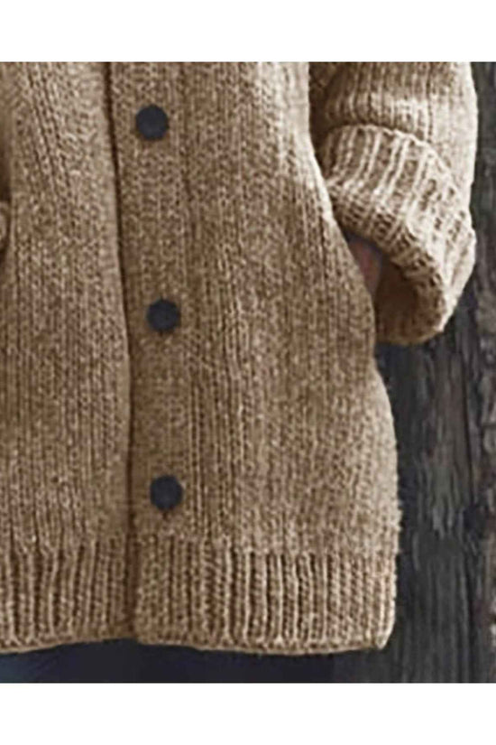 Plus Size, Plus Size Elegant Hooded Cardigan Jacket - 100% Winter Sweater Coat with Front Button Closure, Hooded Long Sweater Jacket Suitable for Fall/Winter, Brown/Navy/Red - Casual & Formal Wear, Machine Washable Cozy Outer