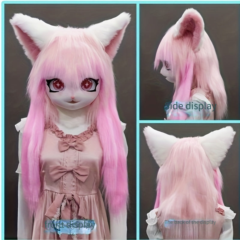 Cozy Wool Fursuit Cat Mask - Perfect for Halloween, Cosplay & Anime Conventions SS69