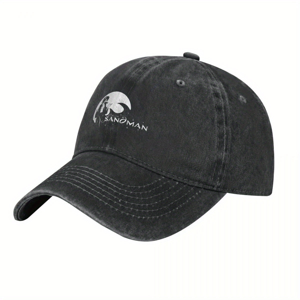 2025 NEW The Sandman Morpheus Baseball Cap - Black Polyester, Distressed Look, Adjustable Strap, Ideal for Golf & Beach Outings, Beach Bag Hat|Vintage Baseball Cap|Distressed Look Hat SS69