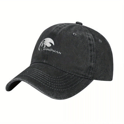 2025 NEW The Sandman Morpheus Baseball Cap - Black Polyester, Distressed Look, Adjustable Strap, Ideal for Golf & Beach Outings, Beach Bag Hat|Vintage Baseball Cap|Distressed Look Hat SS69