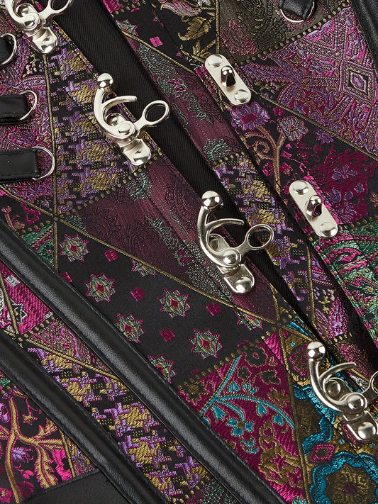 [1pc Steampunk Gothic Corset] 1pc Vintage Gothic Steampunk Corset for Women, Polyester Woven Fabric, 280g/m², Lace-Up Back, Court Style, Adult Slimming Waist Cincher, Halloween Costume Accessory SS69