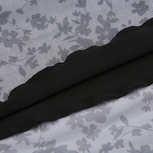 [Vintage Floral Dress] Floral Mesh Patchwork Long Dress - Slim Fit Vintage Style for Japanese and Korean Street Fashion SS69