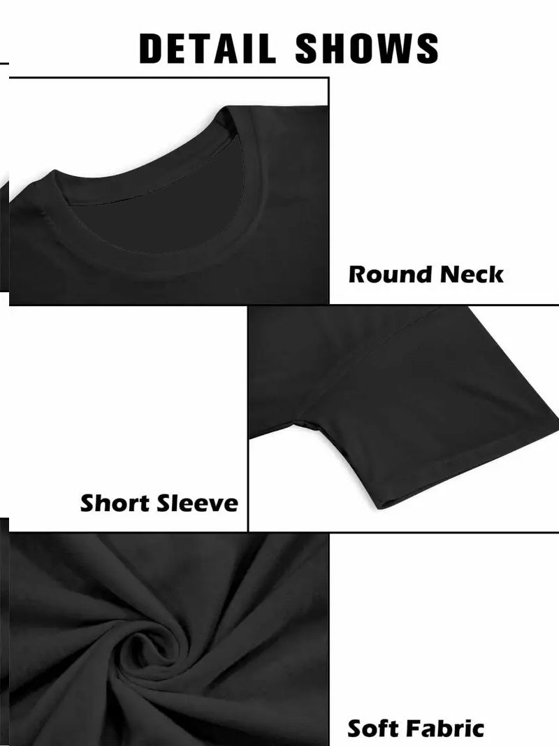 Men's Halloween & Thanksgiving Graphic T-Shirt - Black Short Sleeve Crew Neck with 3 Festive Gnomes, Autumn Leaves & Snowflakes Design - 