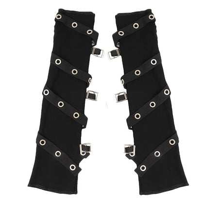 Black Fingerless Gloves - Stylish Streetwear Gothic Punk Arm Sleeves with Long Wrap Design, Polyester Knit, Perfect for Outdoor Travel, Dancing, Performances, Parties, and Cosplay SS69 11.69 Black / One Size