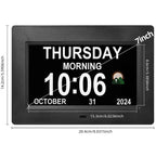 Large Digital Clock Designed for Seniors with Dementia, Featuring a Calendar Display, Alarms, And Functions As a Wall Clock Showing Day And Date. It Also Serves As an Alarm Clock, Desk Clock, Electronic Photo Frame, And Suppo