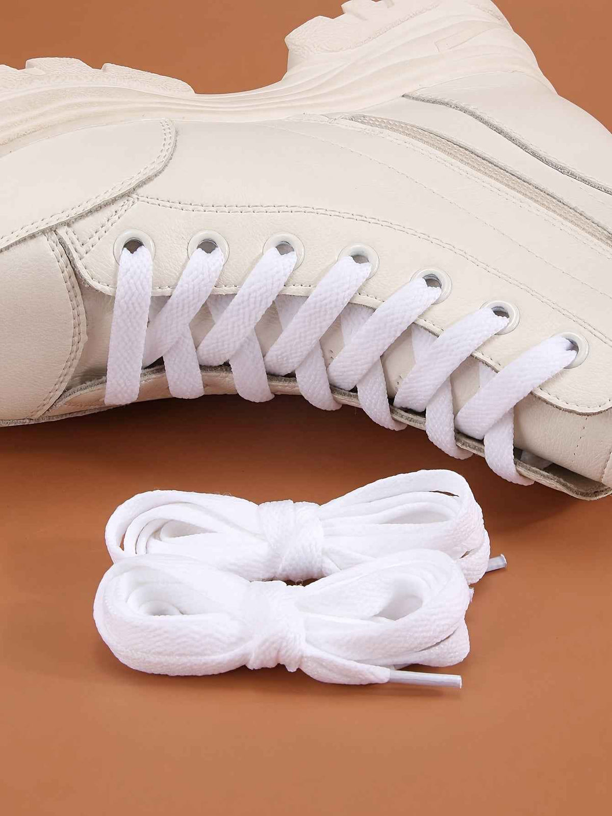 2 Pairs/4pcs of Solid Color Double-Layer 120 Cm Shoelaces, Versatile for Use with Sneakers, Flats, Canvas Shoes, Casual Shoes, And White Shoes for Both Men And Women, Without Battery