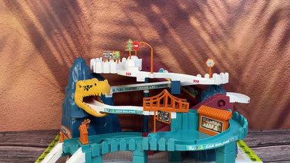 Dinosaur-Themed Racing Track Designed for Toddlers, Featuring a Toy Car Ramp And a Playset That Includes 10 Cars, Suitable for Children Aged 3 to 8 Years.