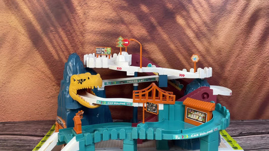 Dinosaur-Themed Racing Track Designed for Toddlers, Featuring a Toy Car Ramp And a Playset That Includes 10 Cars, Suitable for Children Aged 3 to 8 Years.