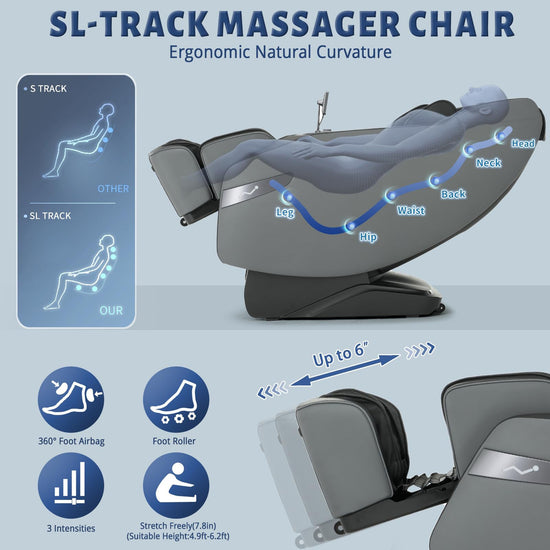 3D Massage Chair Full Body Zero Gravity Recliner - with Heated Heat, 12 Auto Massage Modes, Shiatsu Foot Massage, with 55