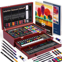 175pcs Deluxe Art Set With 2 Drawing Pads, Crayons, Acrylic Paints, Colored Pencils Set In Wooden Case, Professional Art Kit, Paint Supplies, Gift, Christmas & Halloween, Back To School