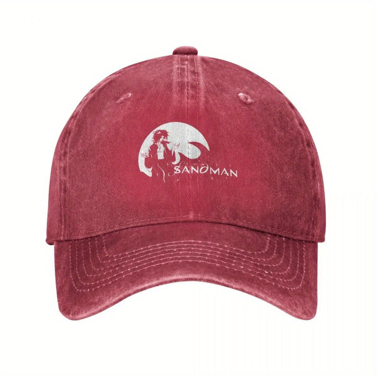 2025 NEW The Sandman Morpheus Baseball Cap - Black Polyester, Distressed Look, Adjustable Strap, Ideal for Golf & Beach Outings, Beach Bag Hat|Vintage Baseball Cap|Distressed Look Hat SS69 21.69 Red